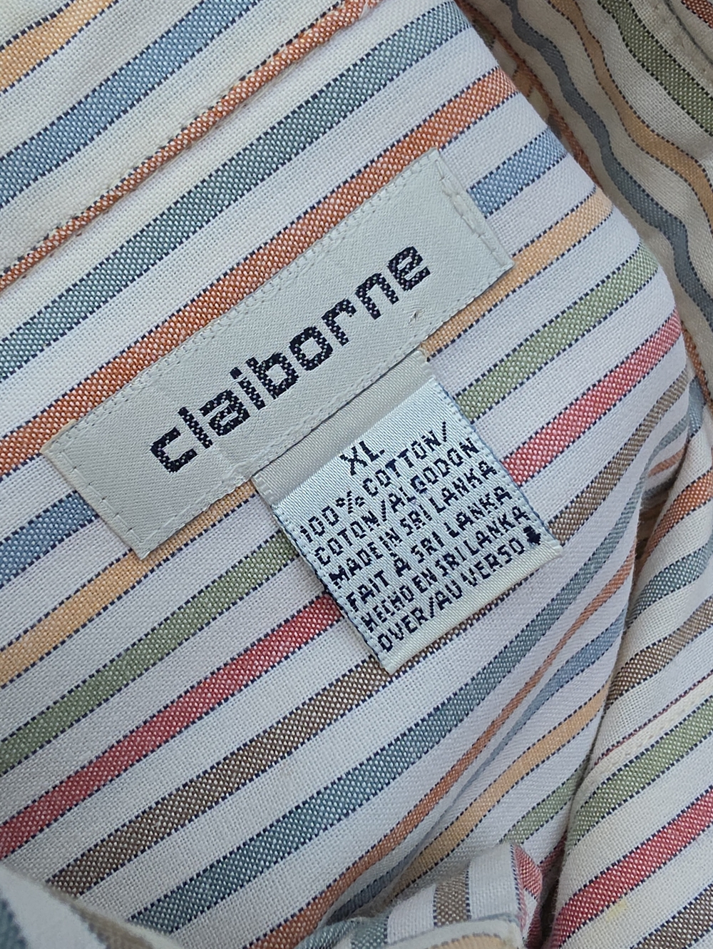 Claiborne Striped Cotton Shirt Size XL Like New